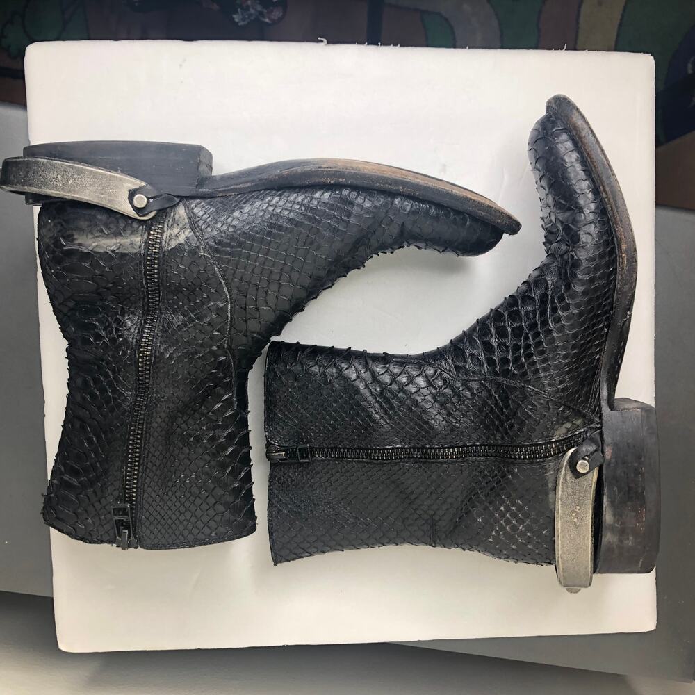 Lucchese Bootmaker Python Exotic Leather Black Sh… - image 2